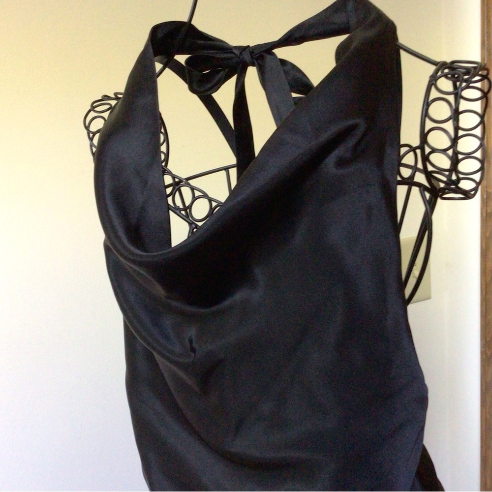 Sara Isabella NEW black silk halter dress, 4 - Picture 2 of 10